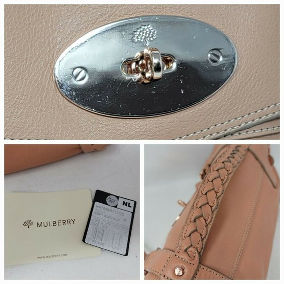 Mulberry Alexa Peach Soft Buffalo Leather Medium Satchel Shoulder Hand Bag Auth - Picture 6 of 12